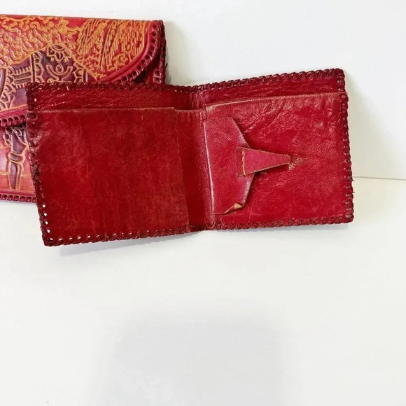 HANDMADE 100% Leather Made In India Clutch & Wallet Hand Tooled - Picture 6 of 8